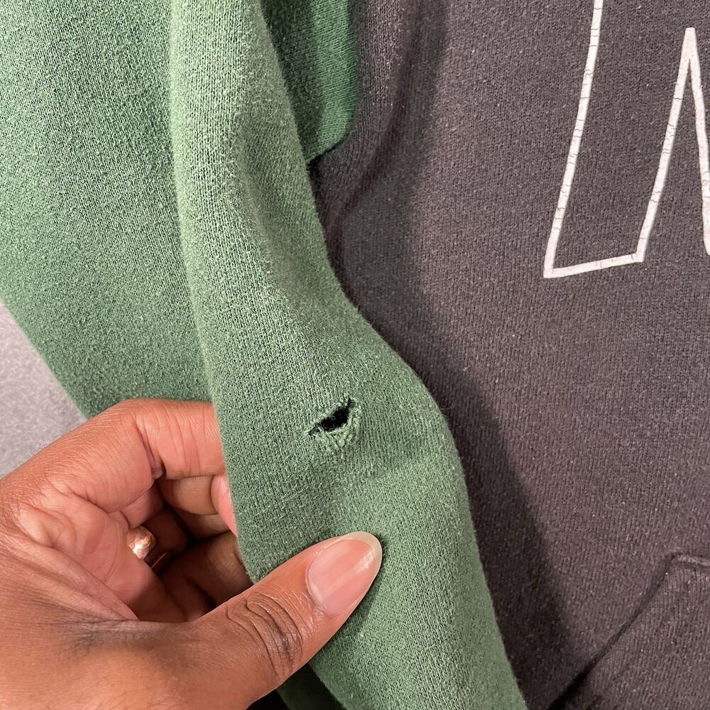 Nike Hoodie Green Black Spellout Y2K Youth L Boys USA Distressed Vintage - Picture 2 of 13